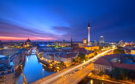 Canvastavla - Multipart Berlin Panorama At Sunset