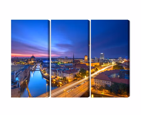 Canvastavla - Multipart Berlin Panorama At Sunset