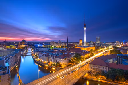 Canvastavla - Multipart Berlin Panorama At Sunset