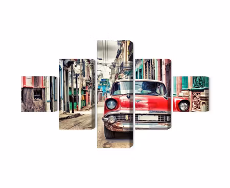 Canvastavla - Multipart Red Chevrolet Car in