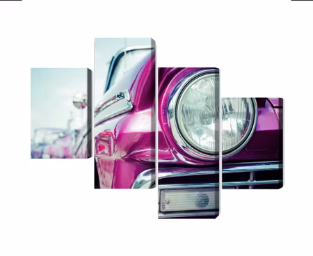 Canvastavla - Multipart Retro Style Car Headlight