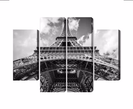 Canvastavla - Multipart Paris Eiffel Tower Black