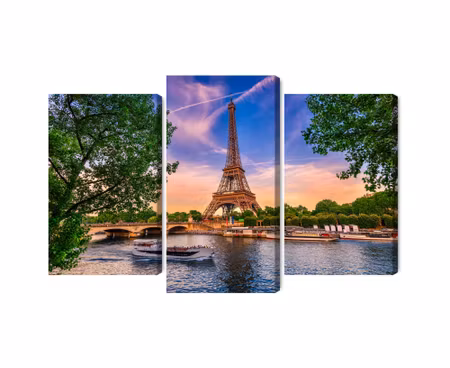Canvastavla - Multipart Eiffel Tower and Seine