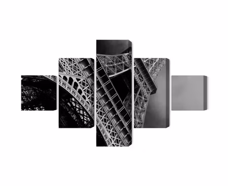 Canvastavla - Multipart Black and White Eiffel