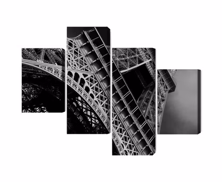 Canvastavla - Multipart Black and White Eiffel