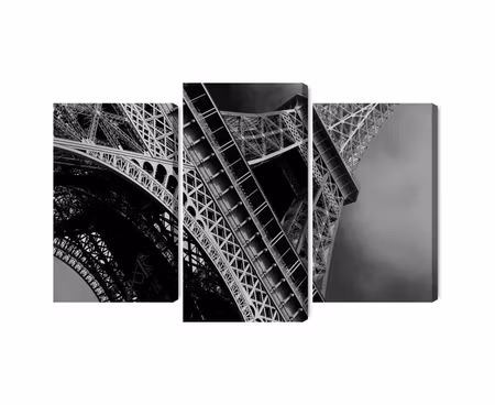 Canvastavla - Multipart Black and White Eiffel