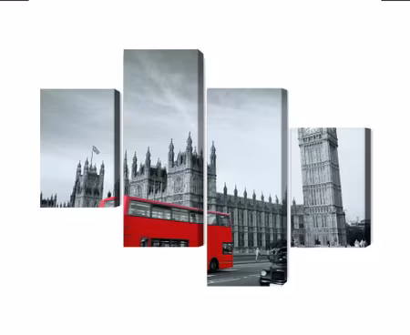 Canvastavla - Multipart Red London Bus