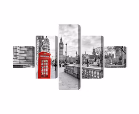 Canvastavla - Multipart Red London Telephone
