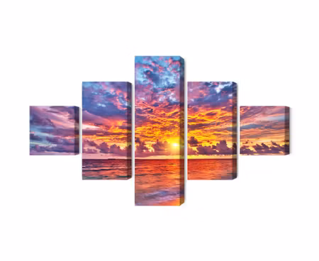 Canvastavla - Multipart Picturesque Sunset in the
