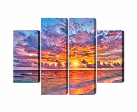 Canvastavla - Multipart Picturesque Sunset in the