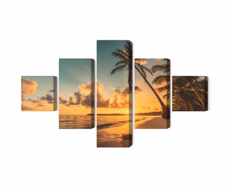 Canvastavla - Multipart Sunset on the Dominican