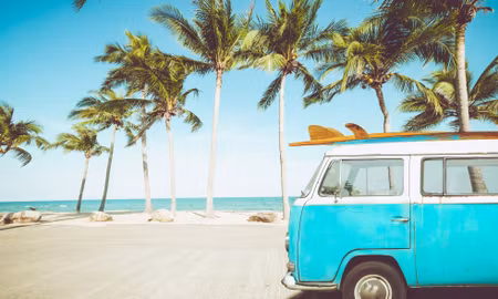 Canvastavla - Multipart Retro Car on the Beach D