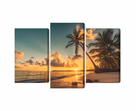 Canvastavla - Multipart Sunset on the Dominican