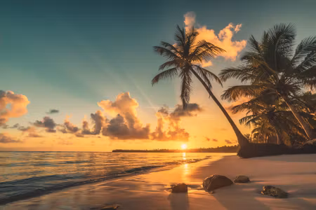Canvastavla - Multipart Sunset on the Dominican