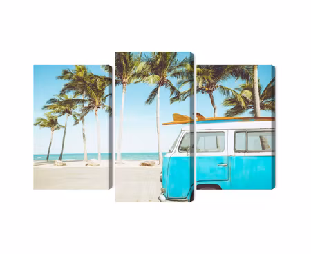 Canvastavla - Multipart Retro Car on the Beach D