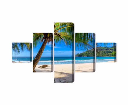 Canvastavla - Multipart Tropical Beach with D Palm
