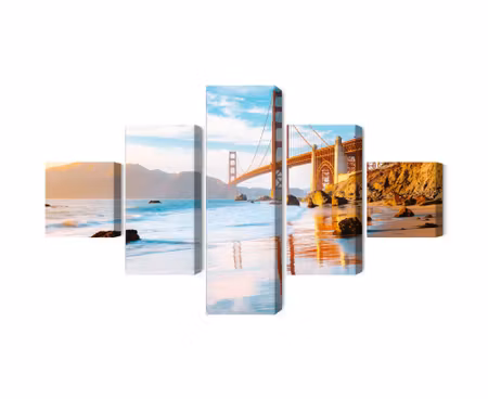 Canvastavla - Multipart the Golden Gate Bridge in