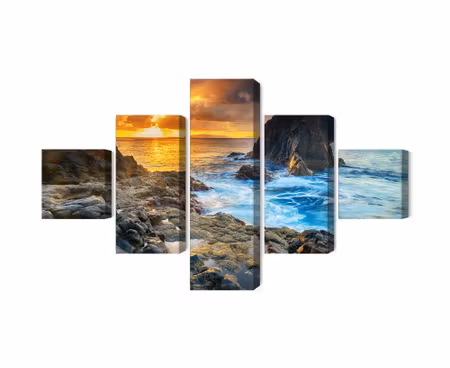 Canvastavla - Multipart Sunset on the Seashore