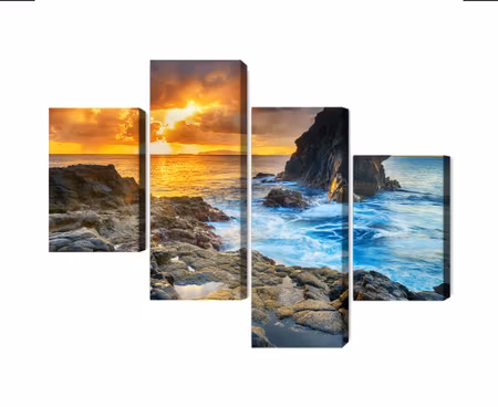 Canvastavla - Multipart Sunset on the Seashore