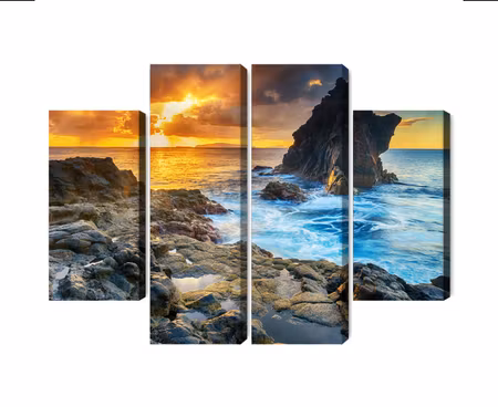 Canvastavla - Multipart Sunset on the Seashore