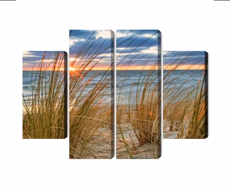 Canvastavla - Multipart Sunrise on the Beach of R