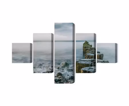 Canvastavla - Multipart Rocky Beach and D Wooden