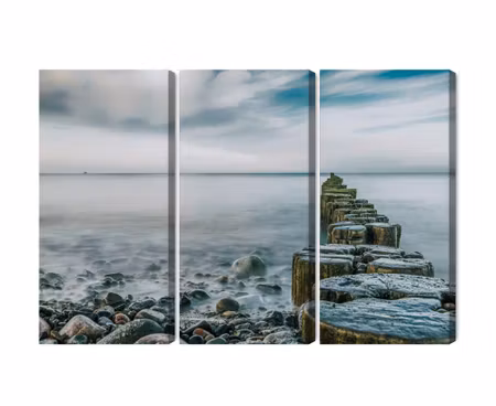 Canvastavla - Multipart Rocky Beach and D Wooden