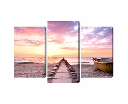 Canvastavla - Multipart Boat on the Beach D