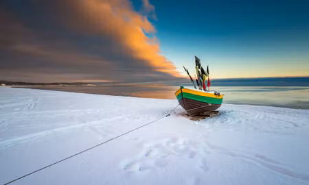 Canvastavla - Multipart Fishing Boat on the