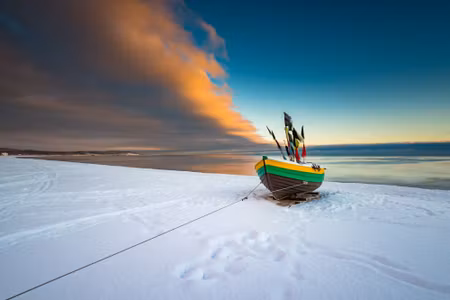 Canvastavla - Multipart Fishing Boat on the