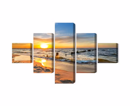 Canvastavla - Multipart Baltic Sea At Sunset