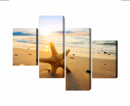 Canvastavla - Multipart Starfish on the Beach D