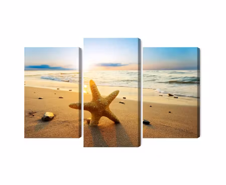 Canvastavla - Multipart Starfish on the Beach D