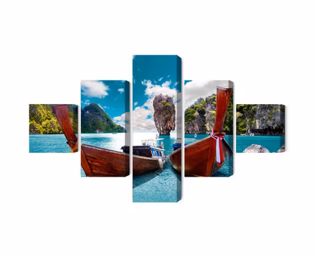 Canvastavla - Multipart Boats At the Andaman Sea