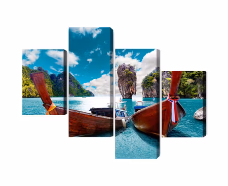 Canvastavla - Multipart Boats At the Andaman Sea