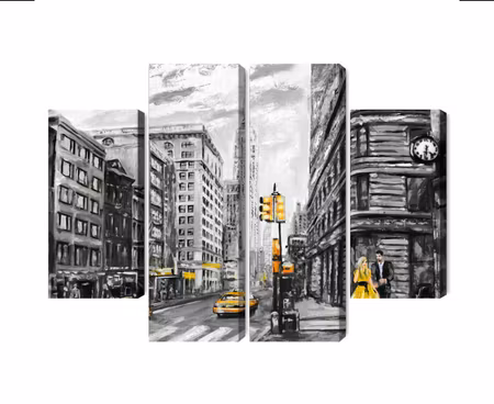 Canvastavla - Multipart View of the Street of New