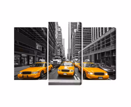 Canvastavla - Multipart Yellow Taxis in New York