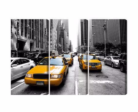 Canvastavla - Multipart Taxis in New York