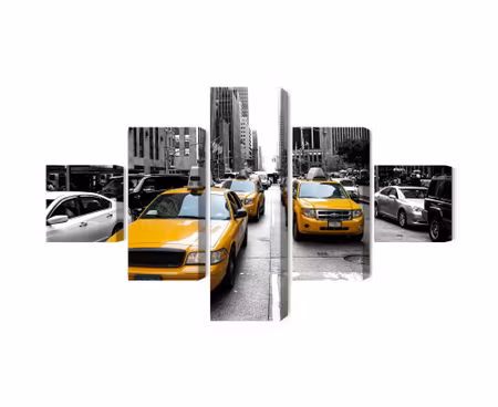 Canvastavla - Multipart Taxis in New York