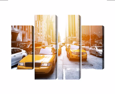 Canvastavla - Multipart Taxi in the Sunshine Nyc