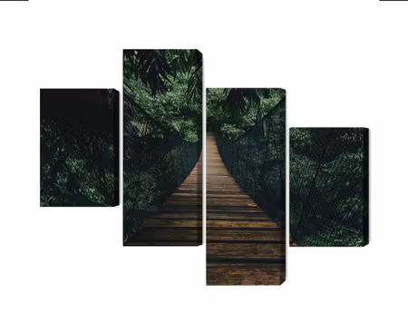 Canvastavla - Multipart Wooden Suspension Bridge