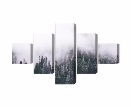 Canvastavla - Multipart a Forest Shrouded in Fog