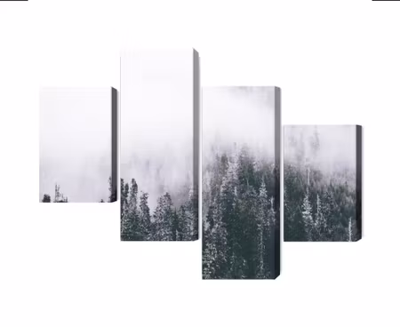 Canvastavla - Multipart a Forest Shrouded in Fog