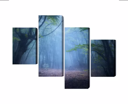 Canvastavla - Multipart Hazy D Forest Landscape