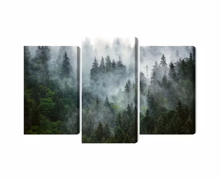 Canvastavla - Multipart Green Forest in the Fog