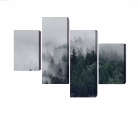 Canvastavla - Multipart Green Misty Forest