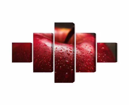 Canvastavla - Multipart Red Apple on a Macro Scale