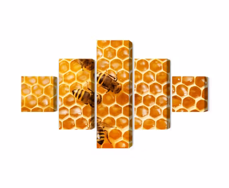 Canvastavla - Multipart Bees on the Honeycomb