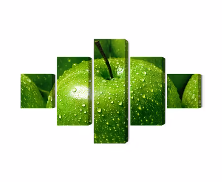 Canvastavla - Multipart Green Apples on a Macro
