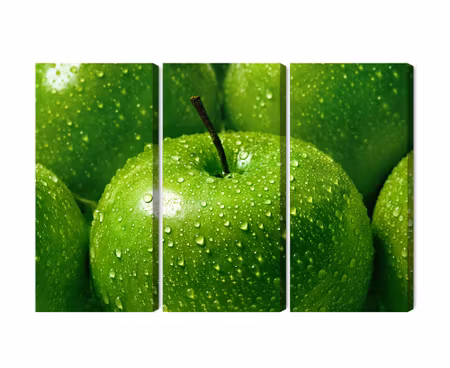 Canvastavla - Multipart Green Apples on a Macro